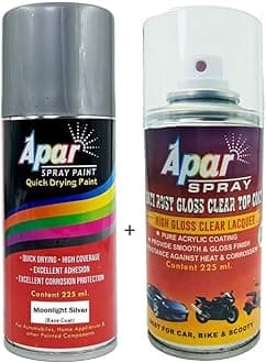APAR Spray Paint Moonlight Silver (RC Colour Name)+ GC Compatible for Renault cars -225 ml (Pack of 2-Pcs)