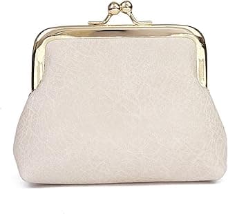Coin Purse, Kiss Lock Coin Purse for Women, Large Capacity Coin Pouch,Vintage Change Purse Cute Car Coin Holder for Women (1-Off White)