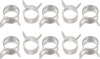 sourcing map 10pcs 12mm Spring Band Type Action Fuel/Silicone Vacuum Hose Pipe Clamp Low Pressure Air Clip Clamp, Nickel Plated