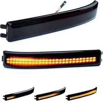 D-Lumina Sequential LED Side Mirror Reflector Turn Signal Lights Smoked Lens Compatible with 2009-2014 Fo-rd F150, Side Marker Blinker Light Replace Factory Amber Reflectors