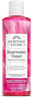 Rosewater Facial Toner W/Hyaluronic Acid | Hydrates & Refreshes Skin | No Dyes Or Alcohol, Vegan | 8Oz