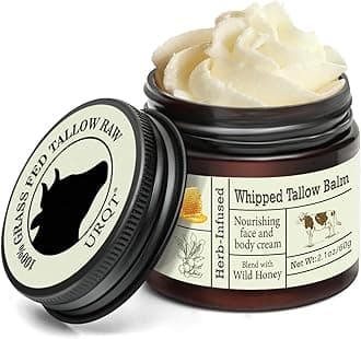 Beef Tallow for Skin - Organic Grass-Fed Whipped Beef Tallow and Honey Balm - Deeply Moisturizing for Face & Body - Natural Skin Care for Soft, Supple Skin