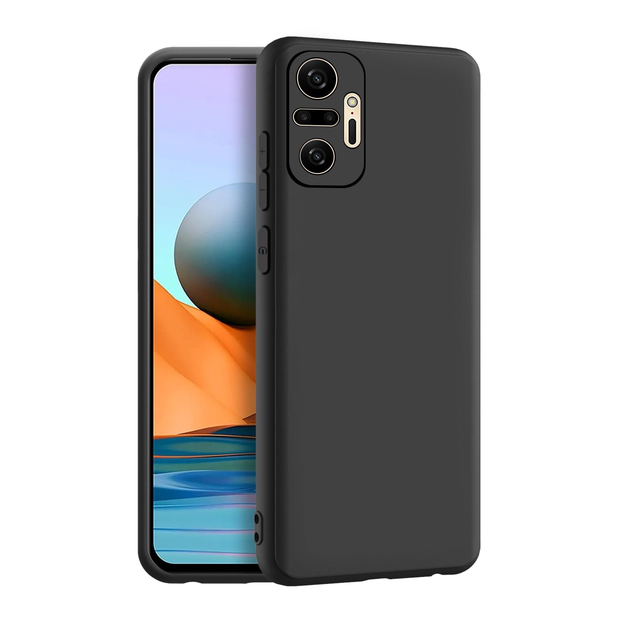 Back Cover for Redmi Note 10 Pro/Note 10 Pro Max | Camera Bump Protection & Inner Velvet Fabric Lining | Ultra Slim Matte Soft Rubberised Case Cover (Black)