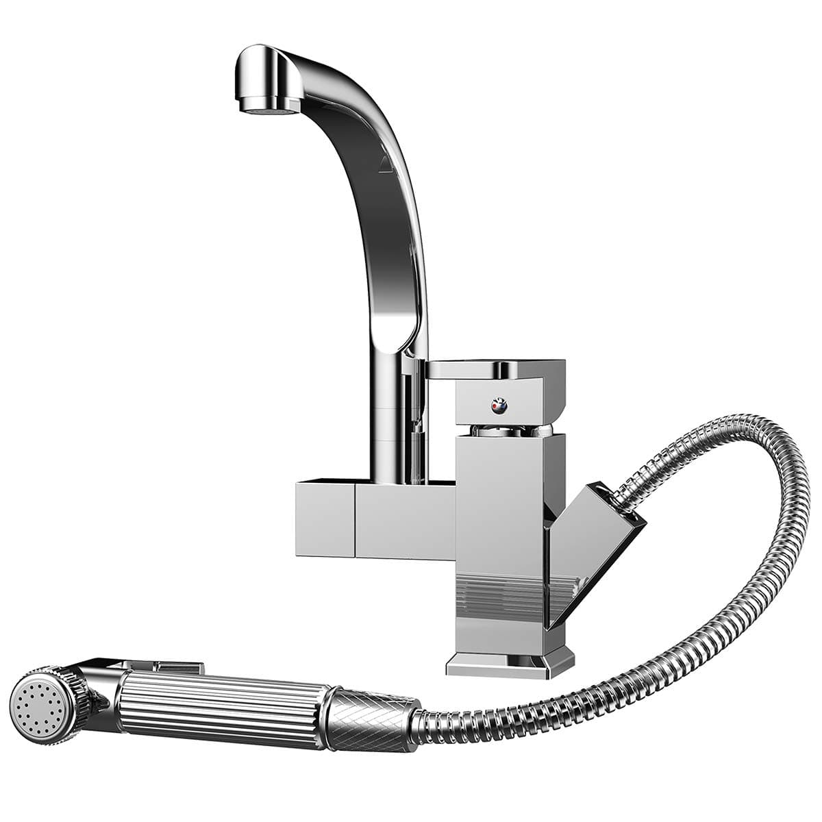 Arthas Kitchen Sink Faucets with Pull Down Sprayer Retractable Rotary Multi-Function Bathroom Sink Faucet with Water Hose Hot and Cold Faucet Stainless Steel