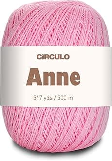 Anne 100% Cotton Threads in 10 Colors in 547 Yards Reg. 8 Suitable for 1.75mm Needle and 3mm to 3.5mm Crochet Hook for Weaving. Great use for Sewing, Arts and Crafts Projects. (Baby Pink)