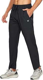 NORTHYARD Men's Athletic Pants Running Workout Joggers Lightweight Gym Jogging Track Casual Sweatpants with Zipper Pockets, Black, Medium