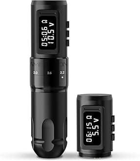 Ambition MARS-U Wireless Tattoo Machine with Adjustable Stroke - Rotary Cartridge Tattoo Machine Pen with Extra 1800mAh Power Coreless Motor Digital LED Display for Professional Tattoo Artist