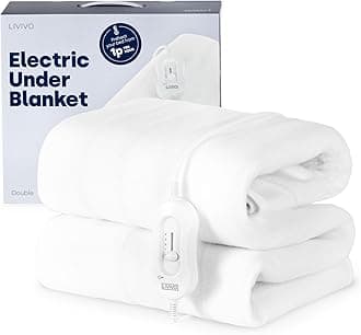 LIVIVO Electric Blanket Double Size - Heated Blanket with 3 Heat Levels, Quick Heat-Up, Detachable Control, Overheat Safety System - Electric Underblanket, Heated Mattress Topper, White, 135x120cm