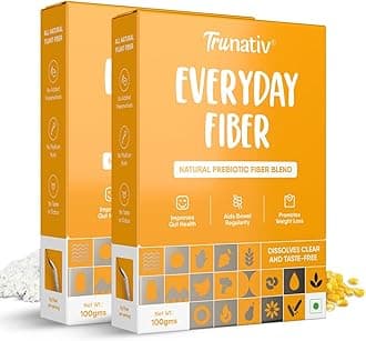 Everyday Fiber Supplement Powder | Instant Acidity Relief & Bloating Relief | Prebiotic Fibre Supplement | Psyllium Husk Replacer & Isabgol Replacer | Gluten Free | Unflavored 200g (Pack of 2)