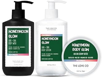 THE LOVE CO. 10% AHA & 2% BHA Body Wash + Body Lotion + Body Butter | Enriched with Niacinamide & Grapefruit | Targets Acne, Dark Spots & Rough Skin | Sulphate-Free, Unisex | Pack of 3
