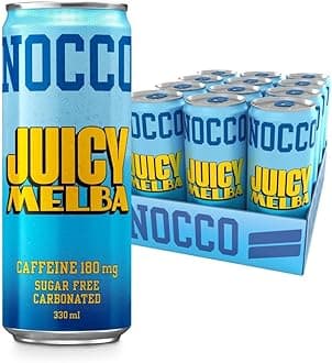 Sugar Free Energy Drink – BCAA, 180mg High Caffeine, with Amino Acids & Vitamins, Ideal for Pre Workout – 12 x 330ml (Juicy Melba)