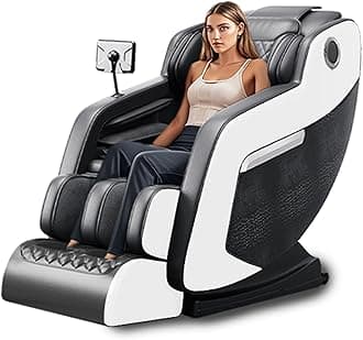 Massage Chair Full Body with Heat, Zero Gravity Shiatsu Massage Chair Recliner with & 5 Auto Modes, Foot Massage, Waist Back Heating, Full Body Massage Chairs (Black+White)