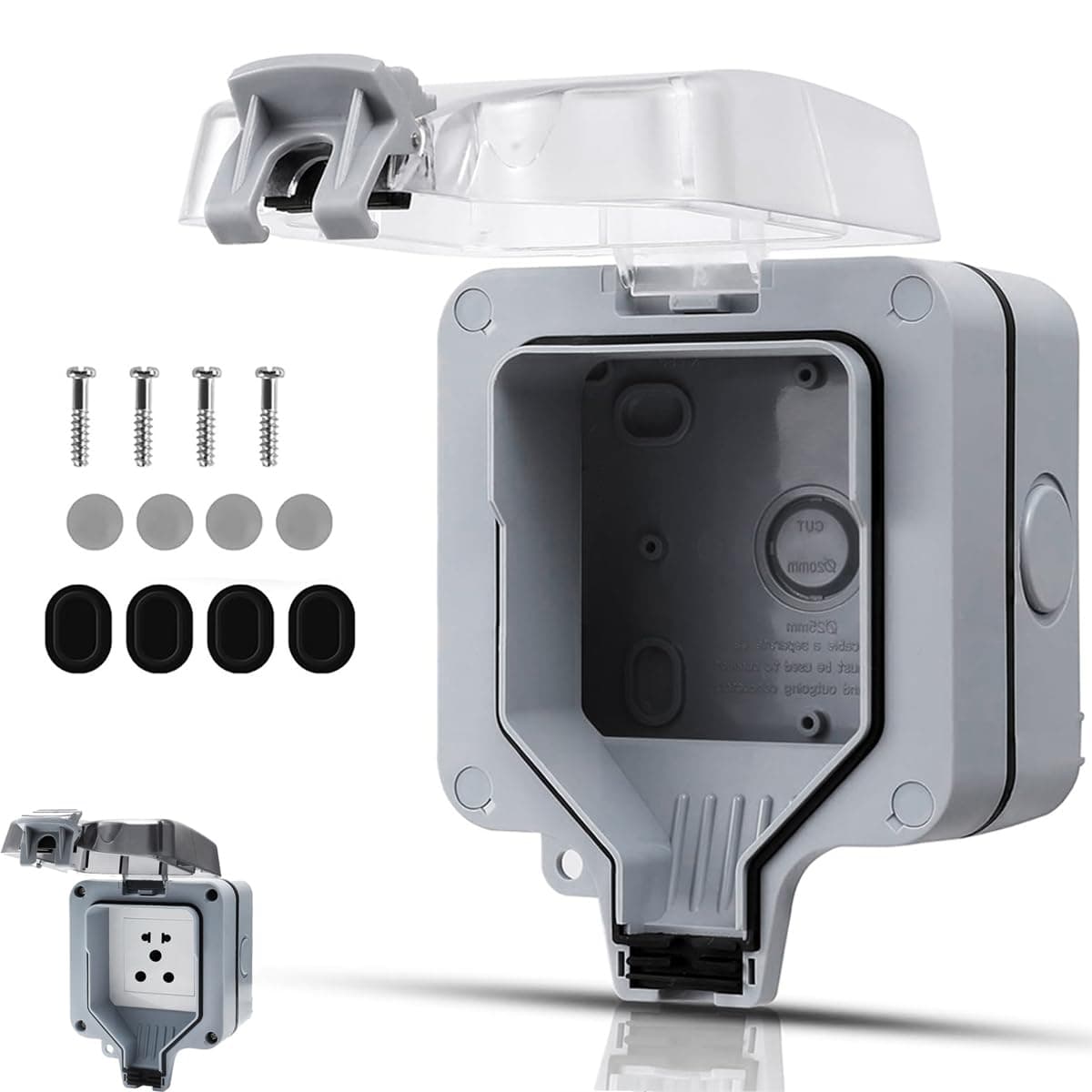 Serplex® 86 Type Waterproof IP66 Black Socket Cover for Single Plug, Outdoor Electrical Box ABS & Copper, Easy Install with Lock, Versatile for Garden, Patio, Garage, (Socket Not Included)