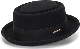 VikodahWomens Pure Wool Felt Cloche Hats Roll-up Brim Fedora Porkpie Hats Bowtie Noble Derby Hat S/M