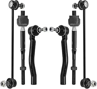 Front Inner & Outer Tie Rod Ends + Sway Bar End Links Replacement for Nissan Sentra NV200 Chevrolet City Express - 6pc Set