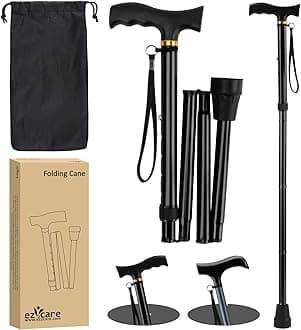 Adjustable Folding Cane with Carrying Case, Black