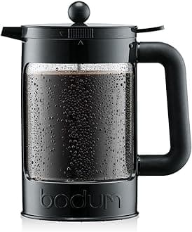 BODUM ボダム コーヒーメーカー コーヒープレス BEAN ビーン フレンチプレス アイスコーヒーメーカー 1500ml ブラック ステンレスフィルター ガラスビーカー 浸漬式 コーヒー コールドブリュー 【正規品】 K11683-01