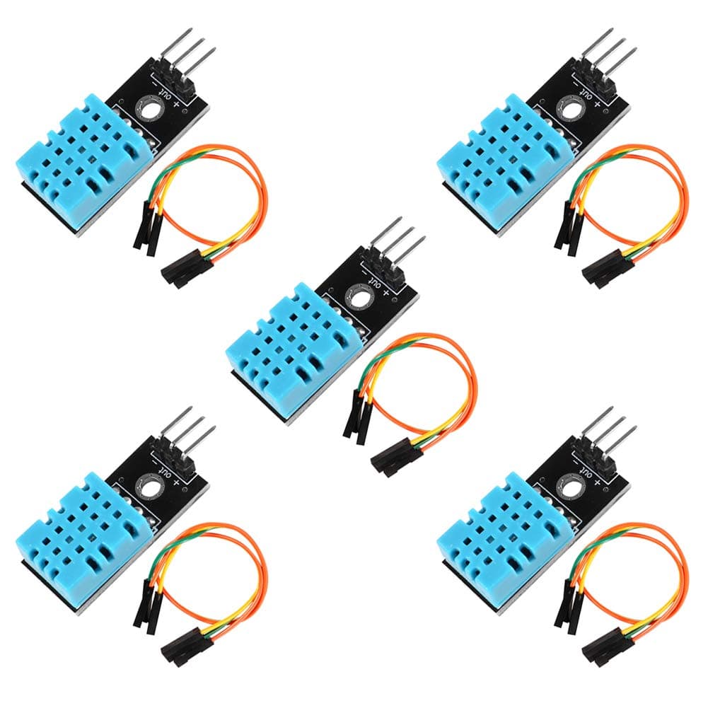 AITRIP 5pcs DHT11 Temperature Humidity Sensor Module Digital Temperature Humidity Sensor 3.3V-5V with Wires for Arduino Raspberry Pi 2 3