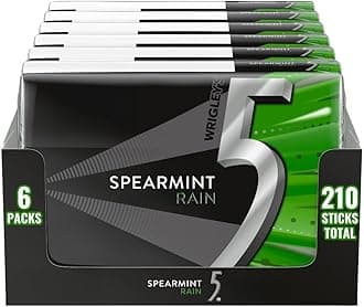 5 GUM - Spearmint Rain Sugar-Free, Chewing Gum, 35-Stick Pack, 6 Packs, Spearmint Rain