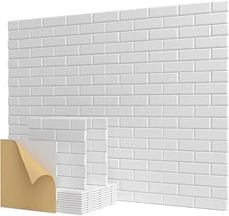 Kuchoow Soundproof Wall Panels, Self Adhesive Acoustic Panels, 12 Pack High Density Sound Proof Panels for Walls, Brick Sound Absorbing Panels for Home Studio Office 12"×12"×0.4"