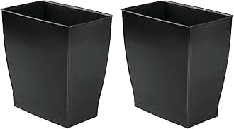 iDesign Small Rectangular Bathroom Trash Cans - Set of 2 - Black