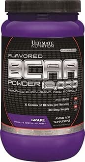 Flavored BCAA Powder - Caffeine Free with 3g Leucine 1.5g Valine 1.5g Isoleucine - Post Workout Amino Acid Supplement, Grape, 60 Servings