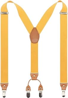 Timiot Men’s Y-Back 4 Metal Clip Elastic Wide Suspenders Perfect For Both Casual&Formal