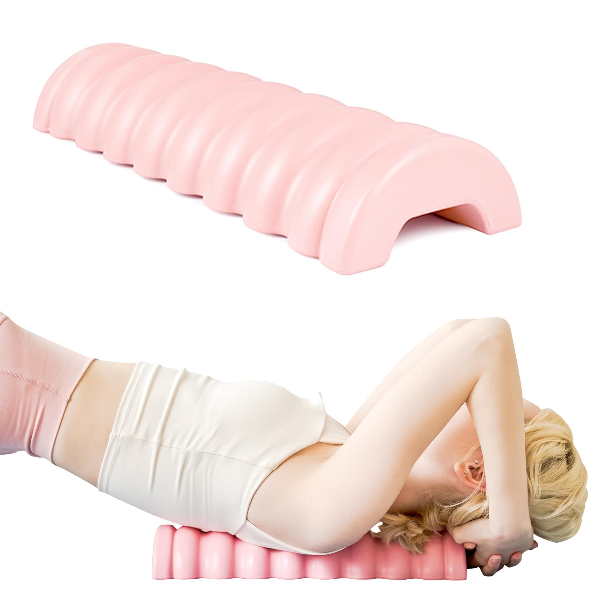 SNPE Wave Massage Roller for Deep Tissue Release | Trigger Point Massage & Pain Relief for Neck, Shoulder, Lower Back | Firm Plastic Made | Self Physical Therapy Exercise & Posture Improvement (Pink)