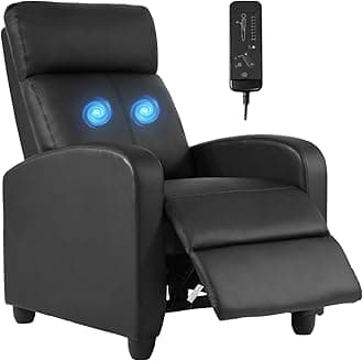 FDW Recliner Sofa Massage Chair Home Theater Seating with Lumbar Support and Padded Backrest for Living Room and Bedroom (Leather, Black)
