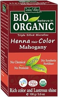 Bio Organic Natural Henna Hair Color Mahogany 100gm| 100% Gray Hair Coverage And Long Lasting Hair Dye | Vegan and Cruelty-Free | Plant Based Ingradients Hair Color