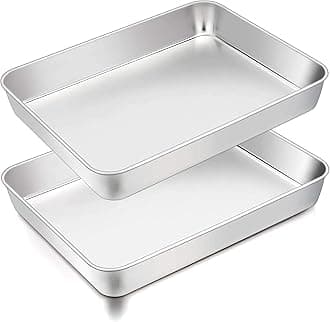TeamFar Lasagna Pan, 12ââ€¦â€“ââ‚¬â„¢ââ‚¬â„¢ x 9Ã‚¾ââ‚¬â„¢ââ‚¬â„¢ x 2ââ‚¬â„¢ââ‚¬â„¢, Stainless Steel Rectangular Casserole Cake Baking Brownie Pan, Non-toxic & Sturdy, Brushed Surface & Deep
