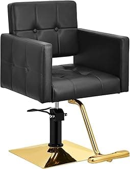 Black Salon Chair for Hair Stylist, Beauty Barber Chair for Barbershop, 360 Degrees Swivel Hair Styling Chair with Hydraulic Pump, Height Adjustable