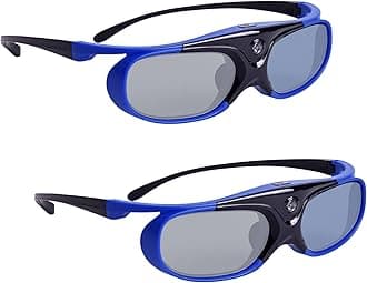 Sintron 2X ST08-DLP 3D Active DLP-Link Glasses Eyewear Rechargeable - 144Hz for 3D-Ready DLP Projectors Including Optoma, BenQ, Acer, Dell, Viewsonic, Vivitek, Sharp, LG, NEC, Mitsubishi (Blue)