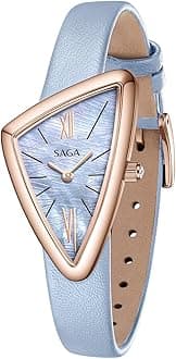 SAGA Sailboat Women's Luxury Quartz Watch with Swiss Movement, Roman Numeral Dial, Danube Crystal, Stainless Steel Triangular Case, 3ATM Water Resistant - Elegant Gift for Small Wrists