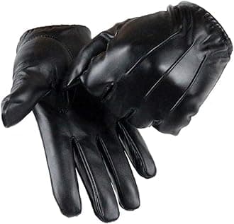 Long Keeper Men Leather Touchscreen Gloves Winter Driving Warm Wrist Gloves