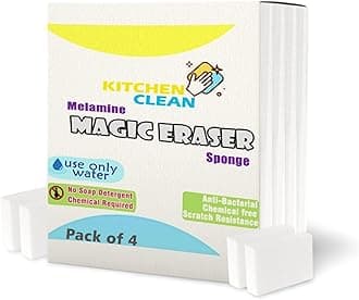 Kitchen Clean™ Nano-tech Foam Magic Eraser Sponge for Wall and Kitchen - Chemical-Free Multipurpose Sponge, Ideal for Bathroom and Glass Cleaning, Kitchen Cleaner, and Home Cleaning (Pack of 4)