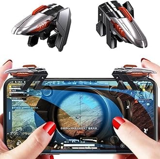 Rakizbe PUBG Mobile Game Triggers, 4 Triggers [6 Finger Operation] High Sensitive Shoot Aim Gaming Controller Gamepad Grip Joysticks Buttons