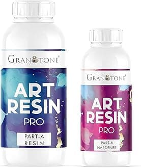 - GRANOTONE Crystal Clear 2:1 Epoxy UV Resin and Hardener 150 Grams Liquid Art Kit Long Lasting Smooth Finish Non Toxic Easy to Use with Self Leveling Suitable for Jewellery and Keychain Making