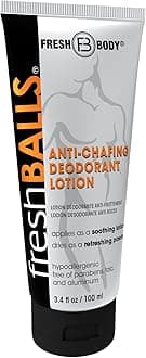 - FRESH BALLS Lotion Anti-Chafing Cream Ball Deodorant for Men - Men's Anti-Chafe Lotion to Powder & Hygiene for Groin Area - Aluminum-Free, Talc-Free, 3.4 oz