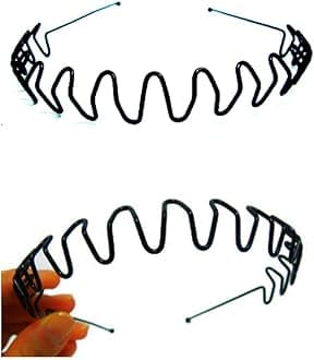 DODO®-Fashionable Black Metal Waved Style Alice Sports Hairband Headband For Men Women (Zig Zag)
