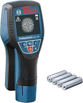 Bosch Professional Wall Scanner D-tect 120 (4 x AA batteries, max. detection depth plastic pipes/wooden studs/live cable/magnetic metal/non-magnetic metal: 60/38/60/120/120 mm, in cardboard)