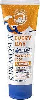 SPF 45 Every Day Shimmer Mineral Sunscreen | 2.5 Fl Oz Biodegradable, Paraben Free & Reef Safe Sunscreen | Non-Greasy, Lightweight & Shimmer Mineral Protection Against UVA & UVB for Face & Body
