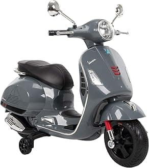 Don't Cry Vespa Scooter New Edition For Kids: Electric Ride-On With Foot Accelerator, Ages 3-7, Pink, Red, Blue (Grey)