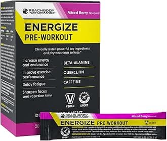 - BODi Energize Pre Workout Powder - Beta-Alanine, Quercetin & Low-Dose Caffeine Formula for Enhanced Energy & Focus, Increase Energy & Endurance Supplement, Mixed Berry, 20 Sticks