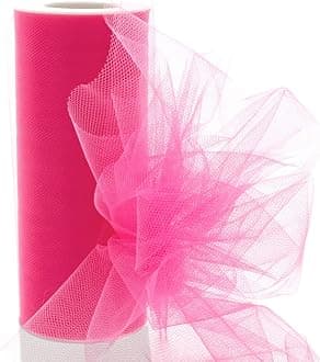 6" Tulle Fabric Roll Premium Craft mesh for Wedding Decorations Party Favors Gift Wrapping Bows Tutus Floral Arrangements Chair Sashes and DIY Projects Soft Sheer Netting (Shocking Pink, 25 Yards)