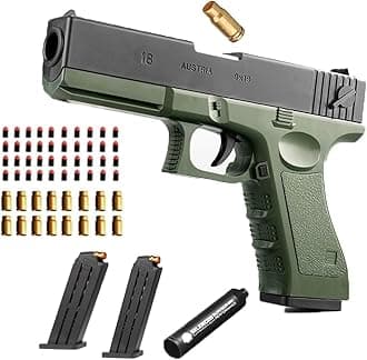 toy Gun- Squirt Boys Girls Toy Guns,Soft Bullet Shell ejecting Soft Bullet Toy Gun,Toy Gun with 2 Ejecting Magazine,16 cartridges, 40 Bullets,safe
