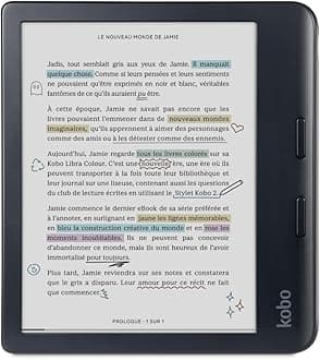 Kobo Libra Colour Black | Liseuse eBook Couleur | Écran Couleur E Ink Kaleido™ 3 sans Reflets de 7" | Option Mode Sombre | Étanche | Livres Audio | 32 Go de Stockage | Noir