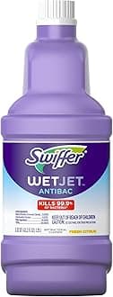 Swiffer WetJet Antibacterial Solution Refill for Floor Mopping and Cleaning, All Purpose Multi Surface Floor Cleaning Solution, Fresh Citrus Scent, 1.25 Liters