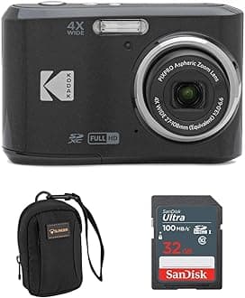 Kodak PIXPRO FZ45 Friendly Zoom 16MP Full HD Digital Camera, Black, Bundle with 32GB Memory Card and Camera Bag
