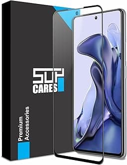 SupCares Tempered Glass for Xiaomi 11T Pro, Xiaomi 11T, Xiaomi 11i and Xiaomi 11i Hypercharge (6.67 Inch) With Installation Kit | Military-Grade Gorilla Screen Protector | Edge to Edge Coverage|Black